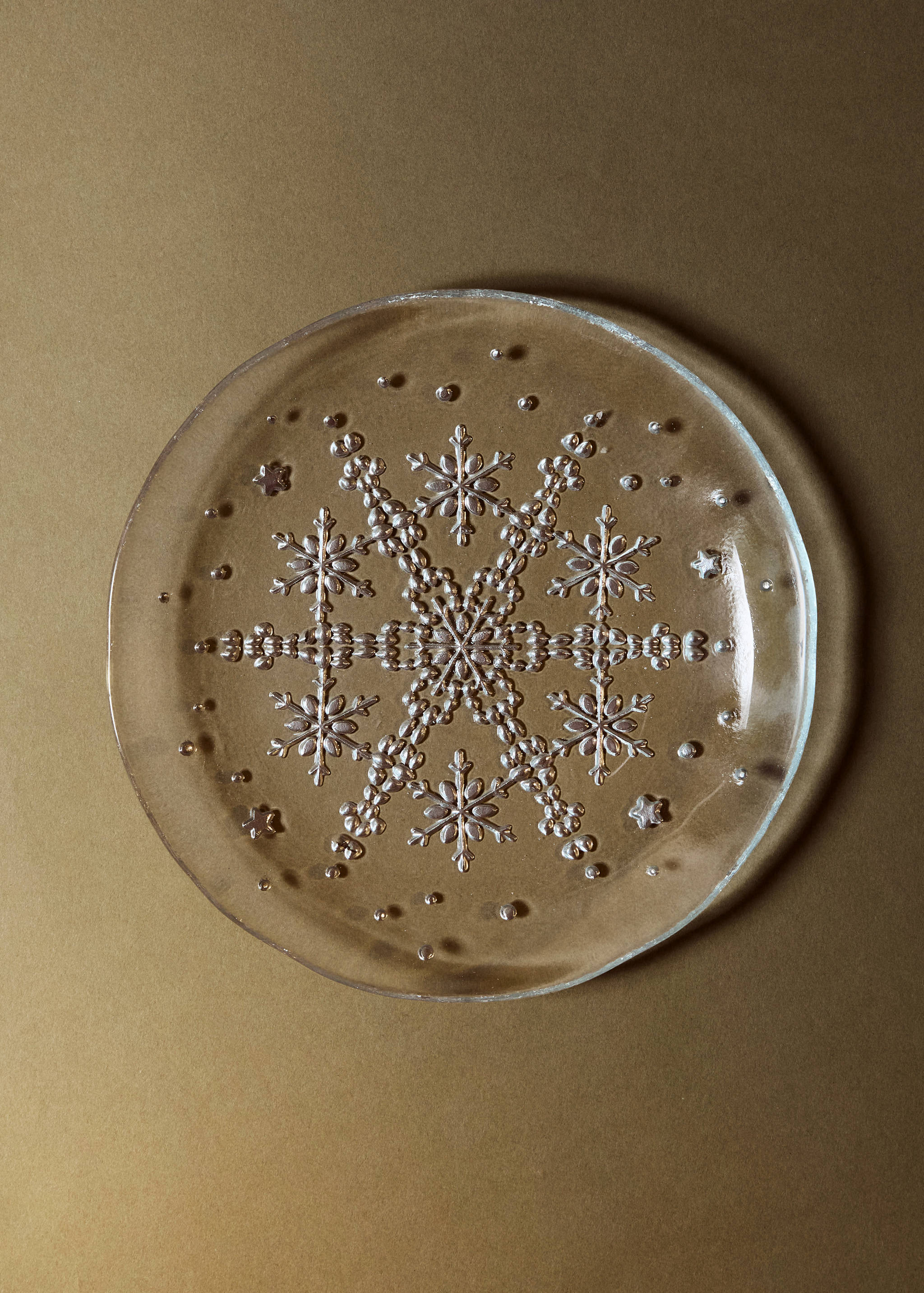 Dessertteller aus Glas mit Schneeflockenmotiv - Allgemeine Ansicht