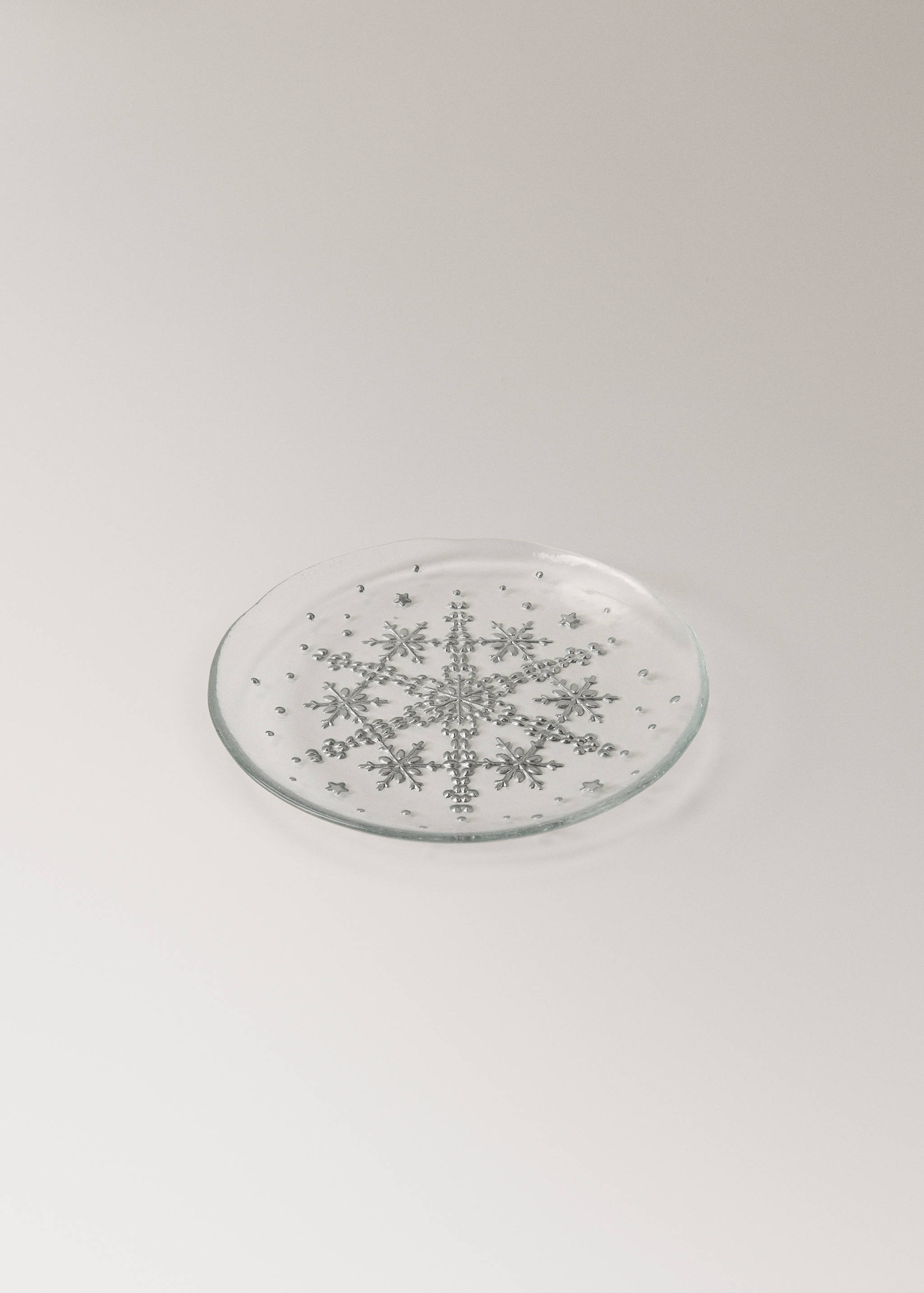 Dessertteller aus Glas mit Schneeflockenmotiv - Detail des Artikels 1