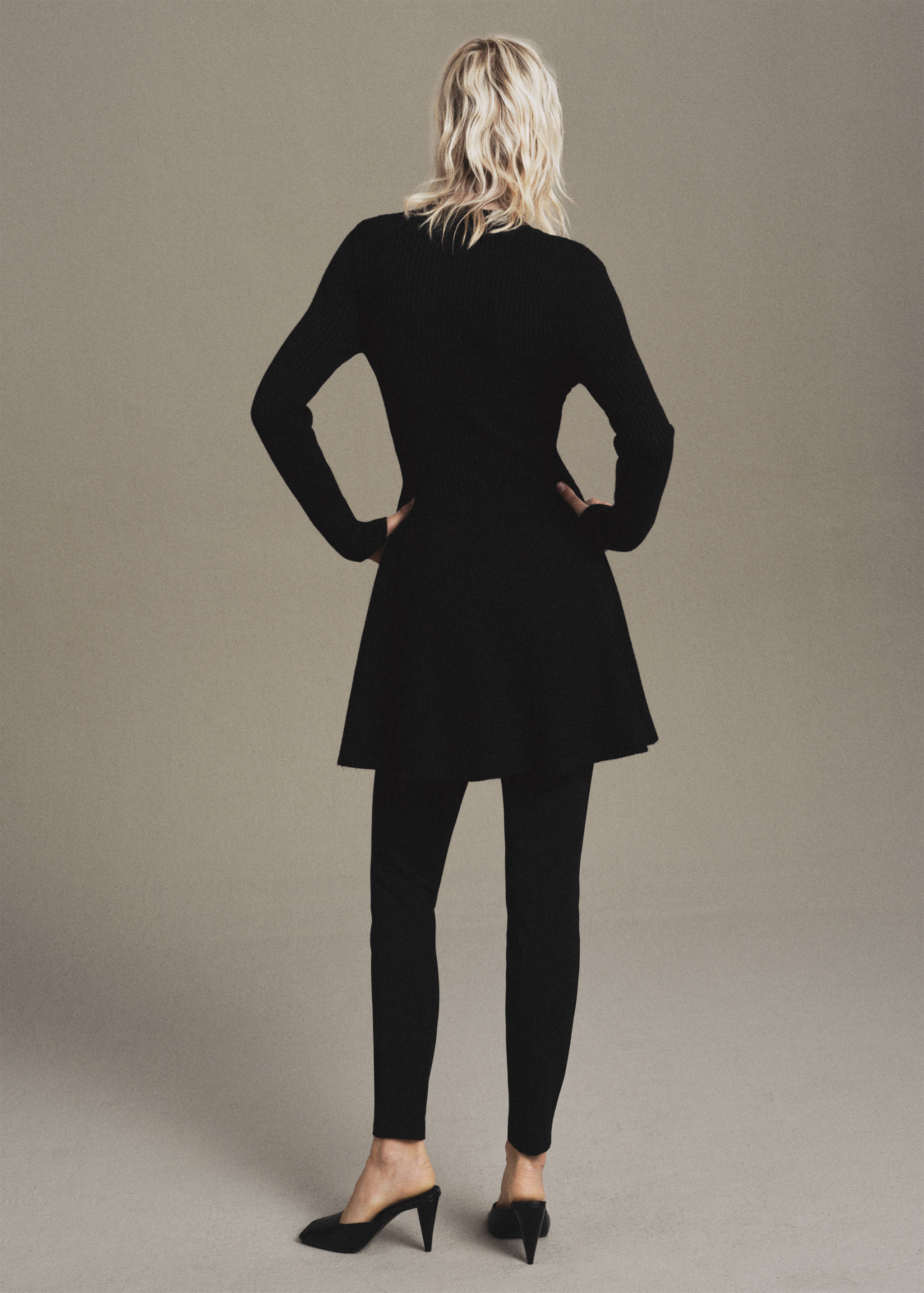 Ribbed knitted A-line dress - Reverse of the article