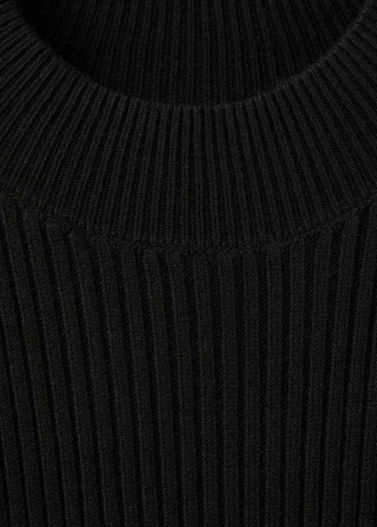 Ribbed knitted A-line dress — Black