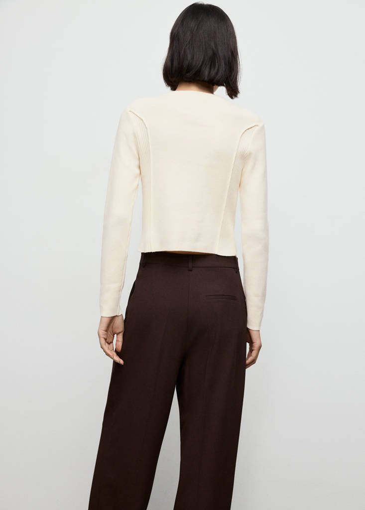 Ribbed knitted cardigan — Ecru