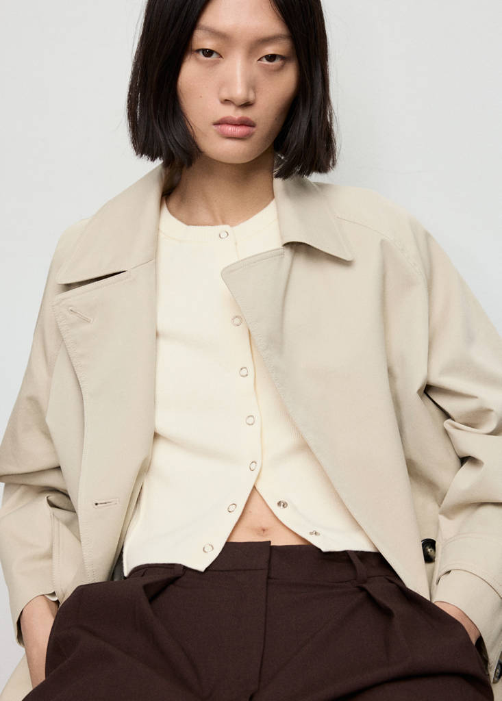 Ribbed knitted cardigan — Ecru