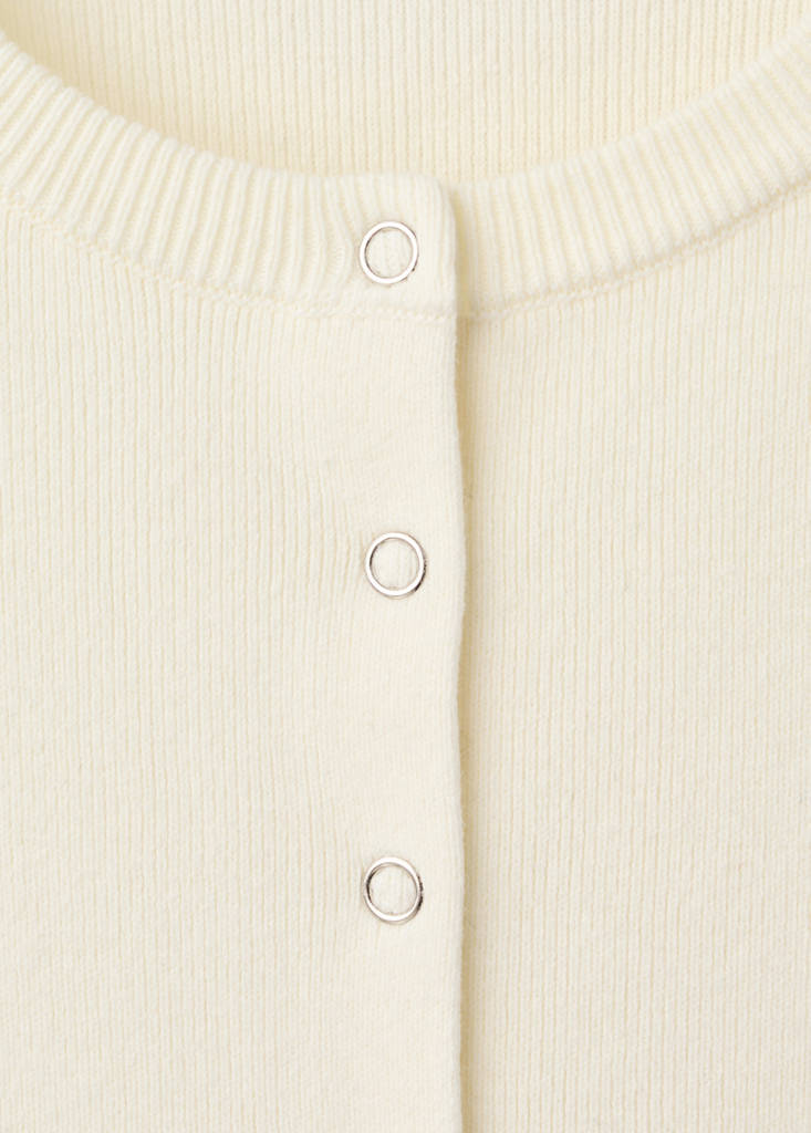 Ribbed knitted cardigan — Ecru