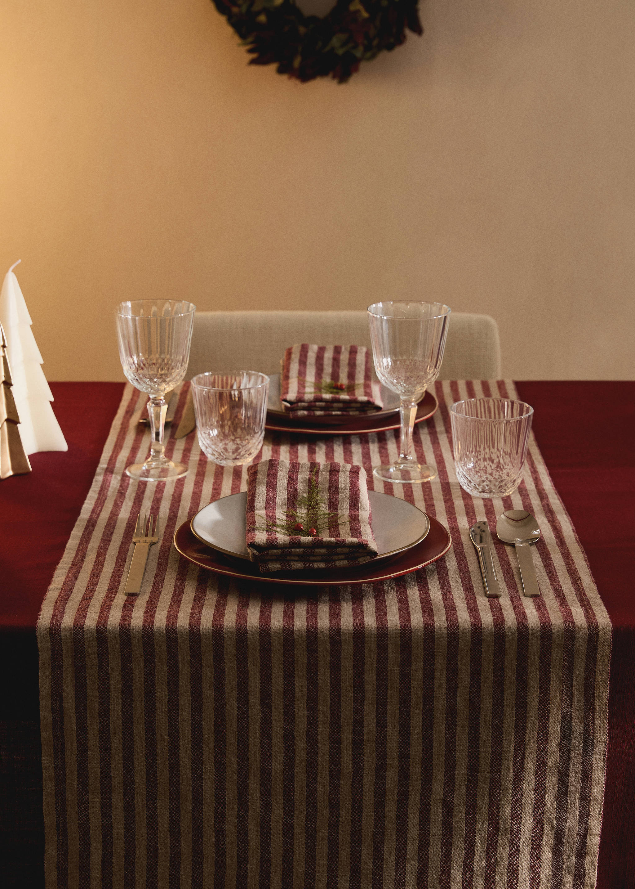 100% linen striped table runner - General plane