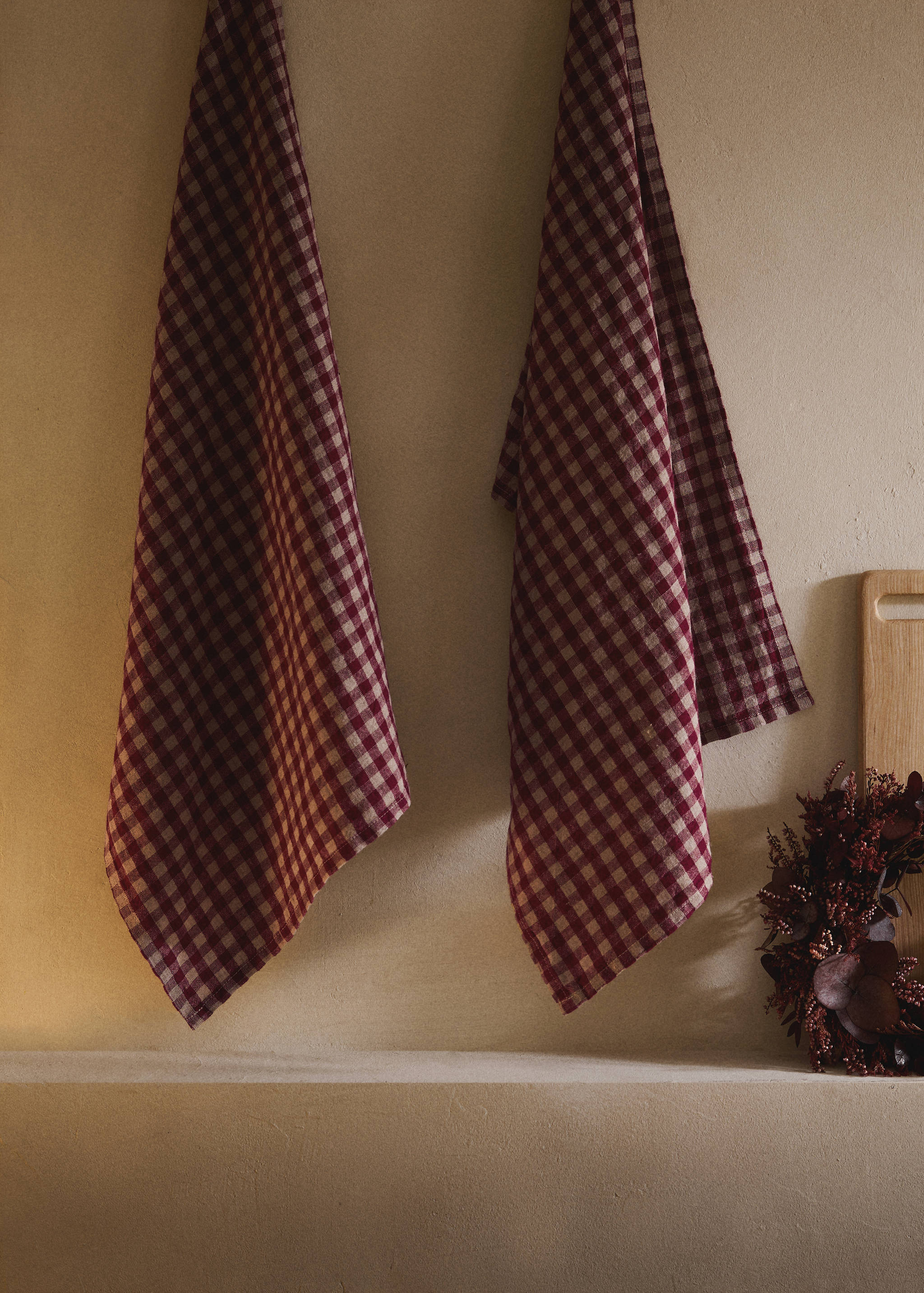 Linen gingham check kitchen towels - General plane