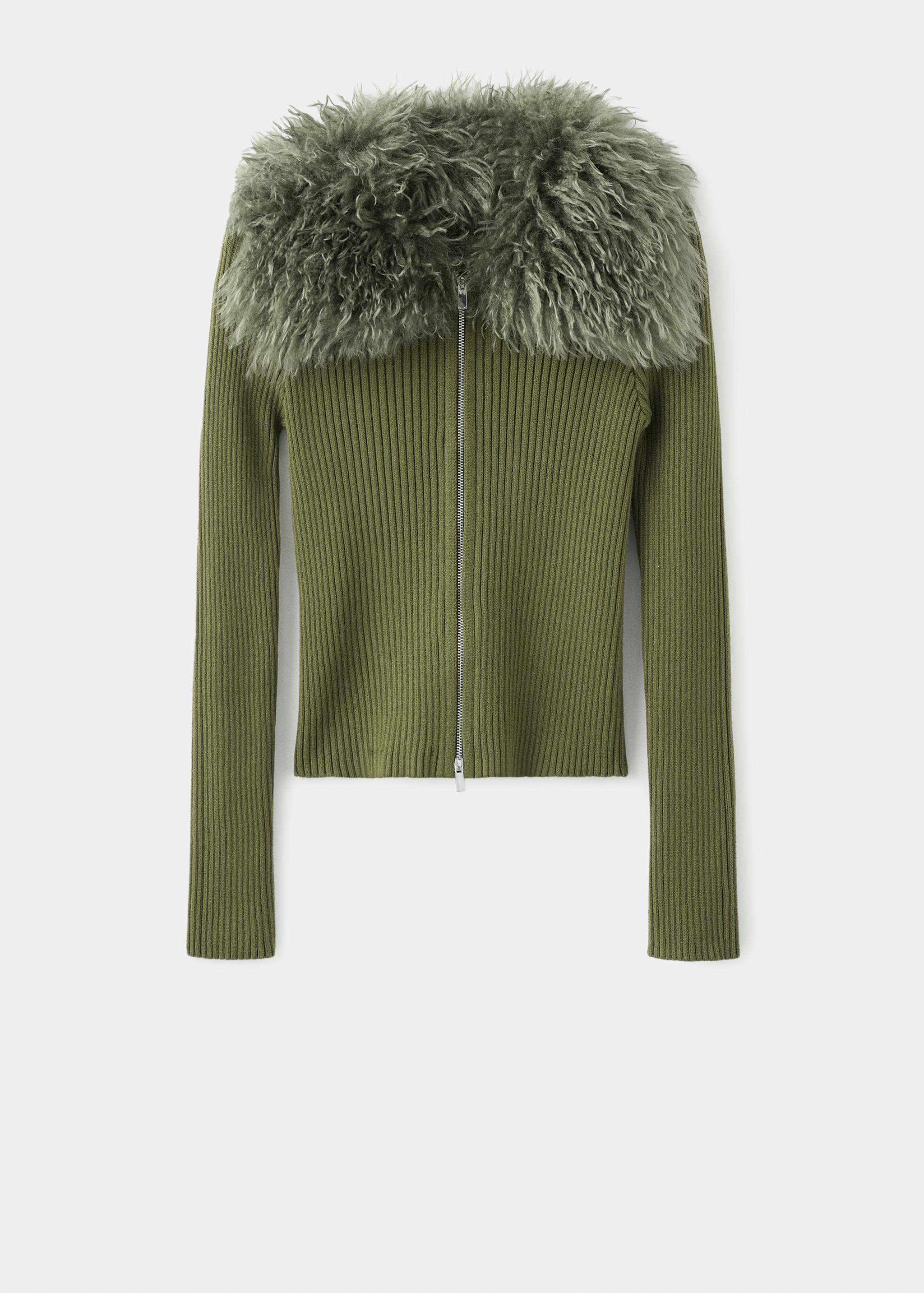 Faux-fur combined cardigan - Article without model
