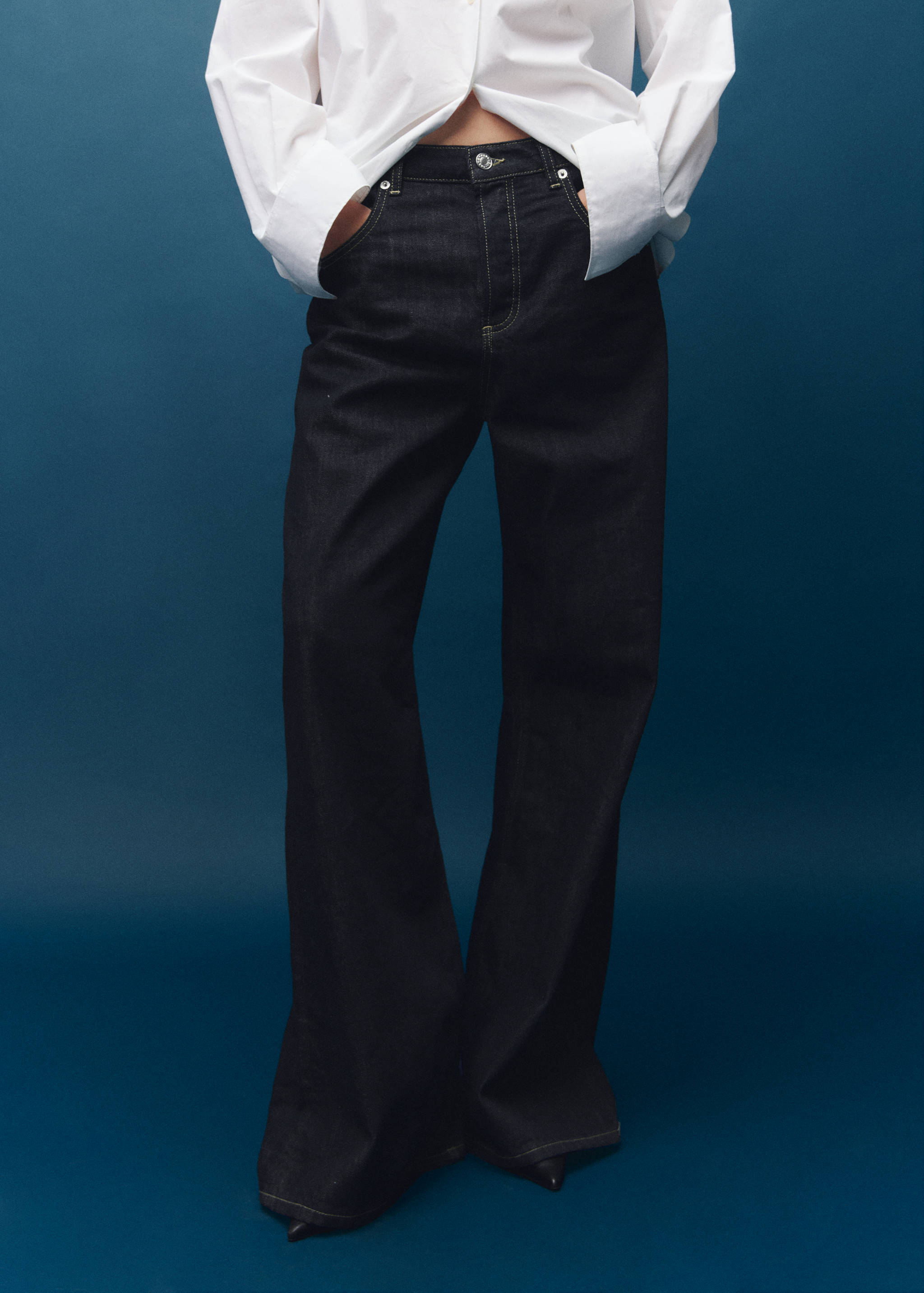 Wide leg jeans with buttons - Medium plane