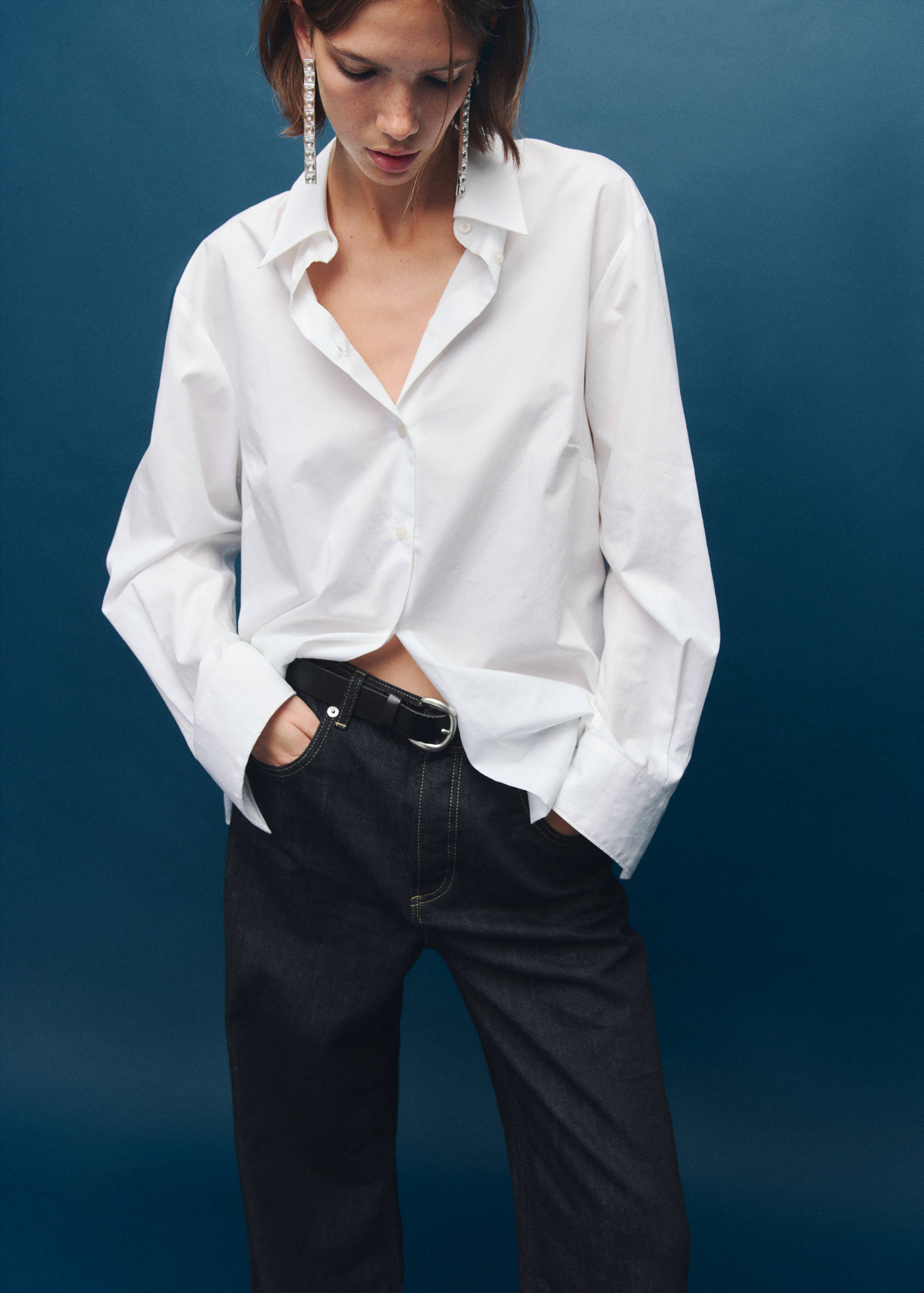 Wide leg jeans with buttons - Details of the article 1