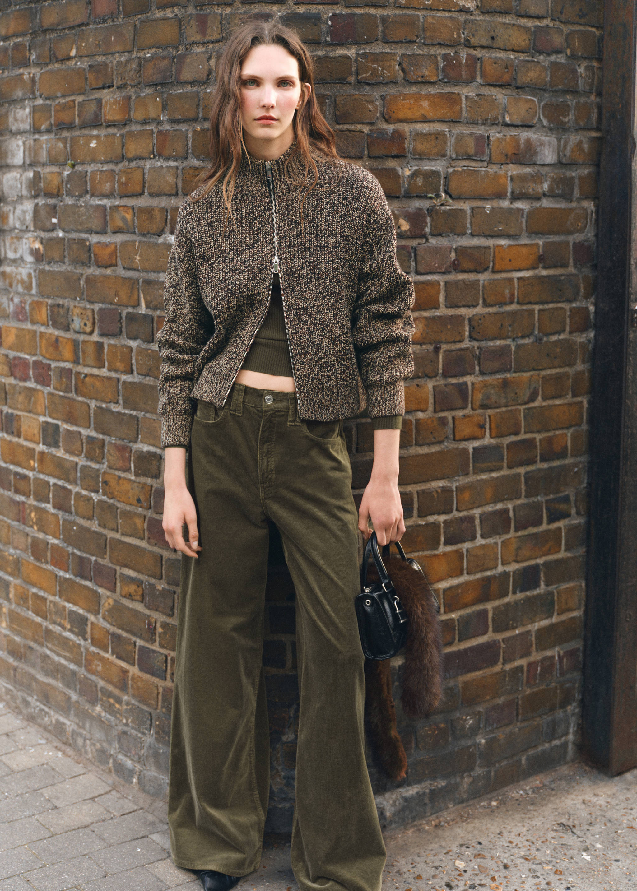 Speckled zip-up cardigan - Medium plane