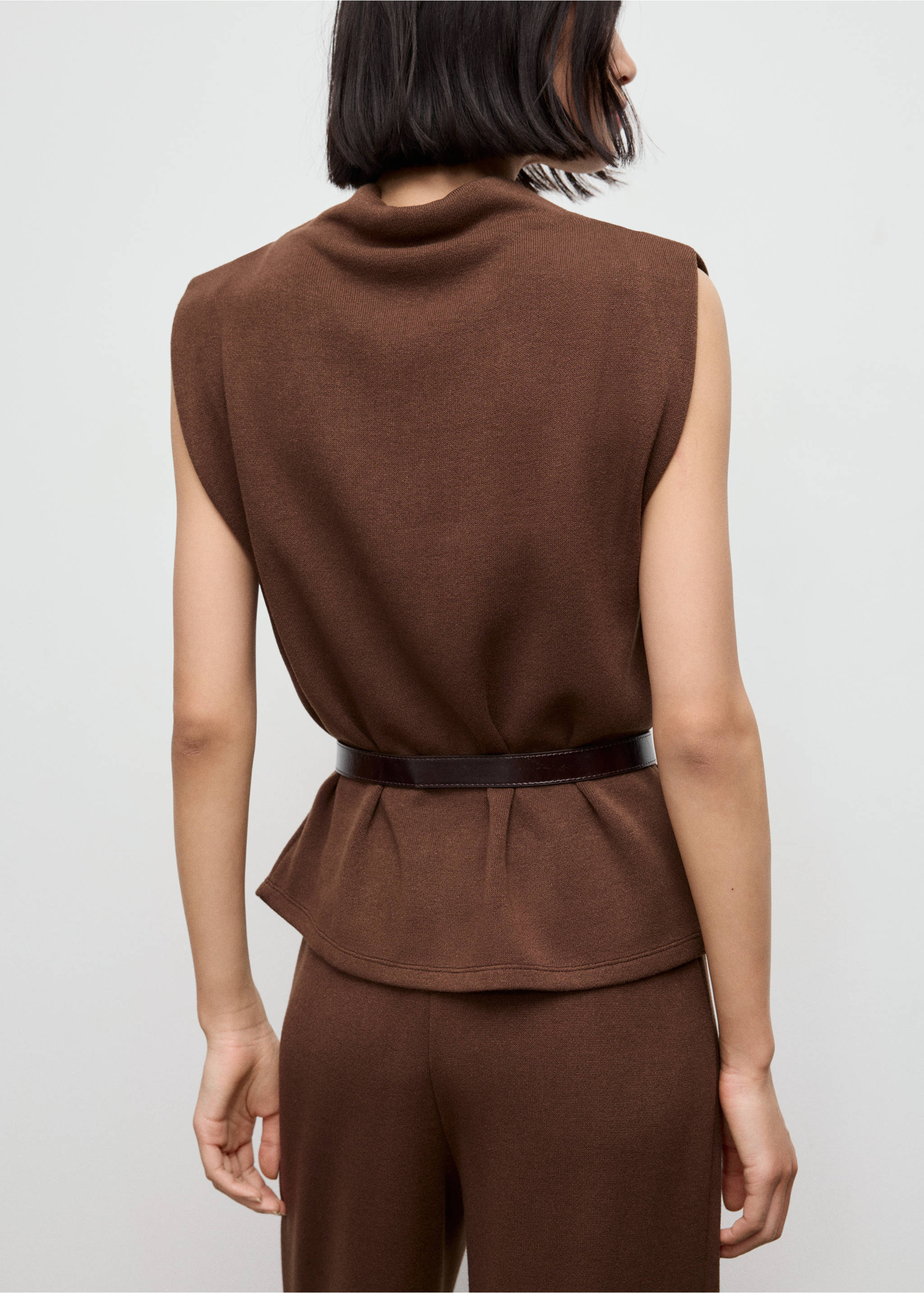 Draped neck top - Reverse of the article, Brown. Ref: 17077802-00.