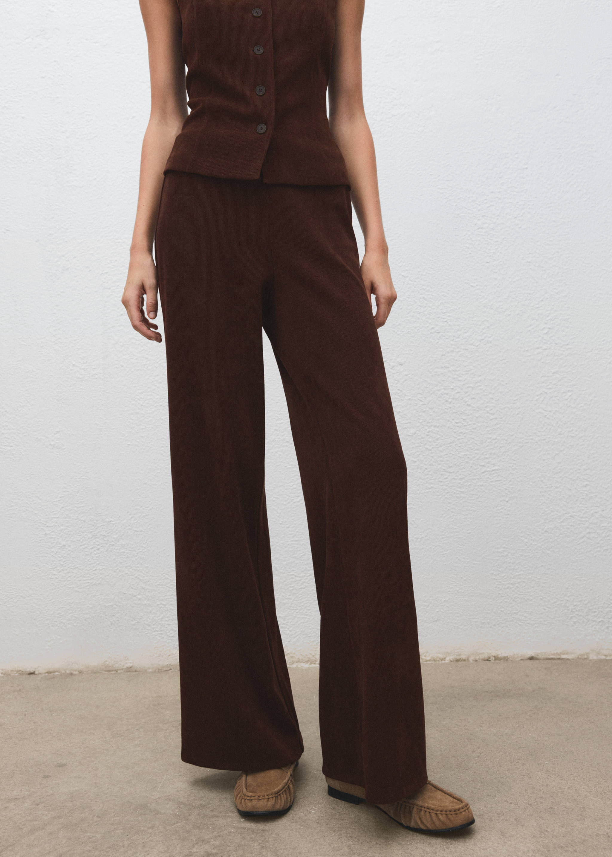 Corduroy pants with elastic waist - Medium plane