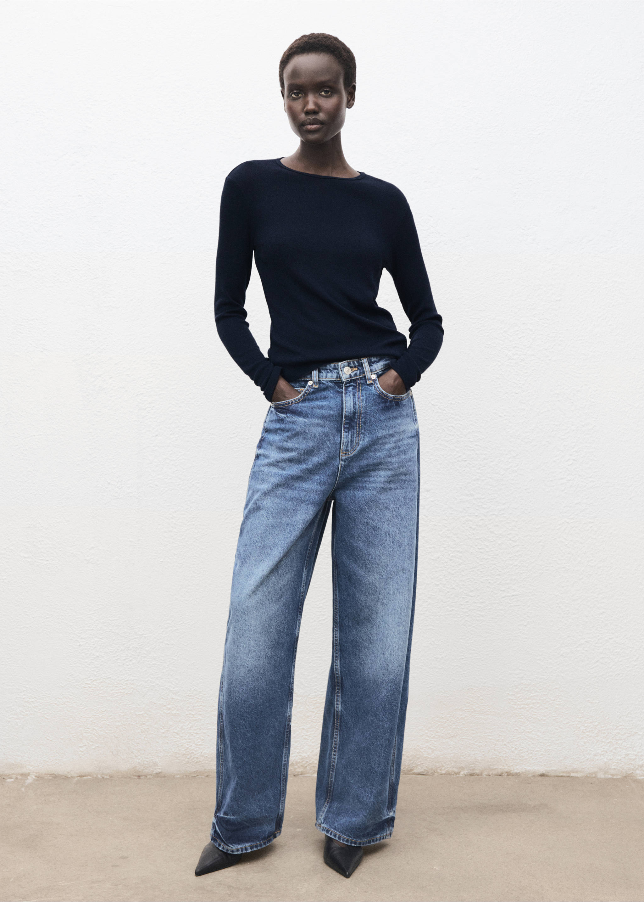 Ribbed long-sleeved t-shirt - General plane, Night Blue. Ref: 17077807-00.
