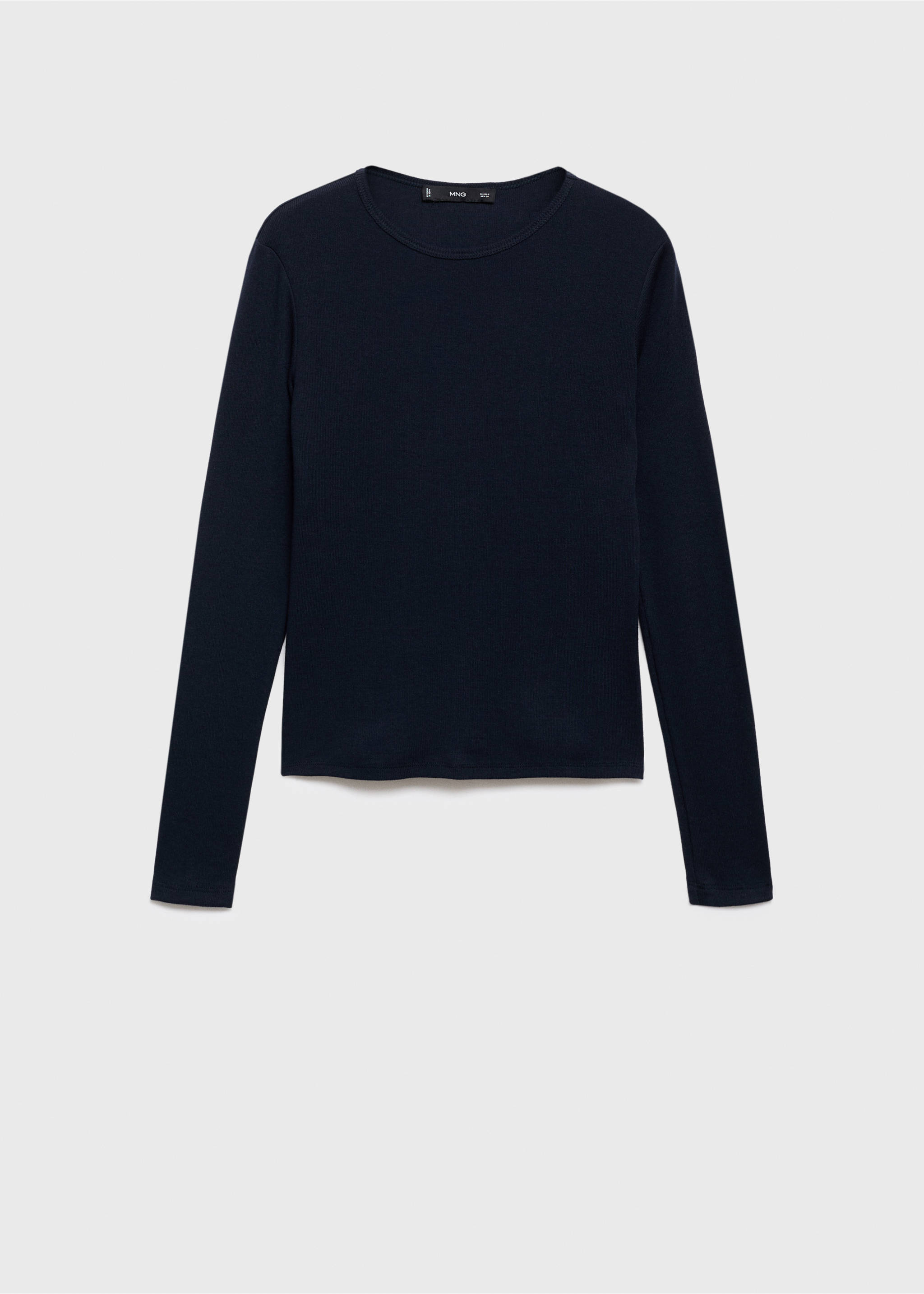 Ribbed long-sleeved t-shirt - Article without model, Night Blue. Ref: 17077807-00.