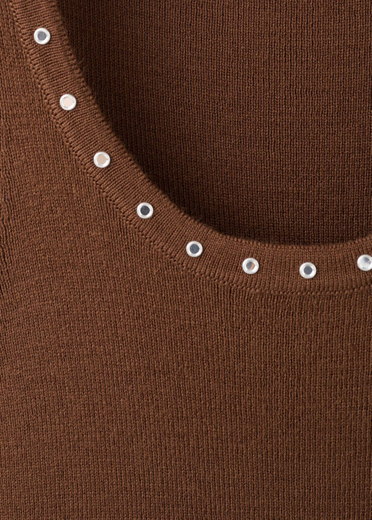 Knitted top with studs — Brown