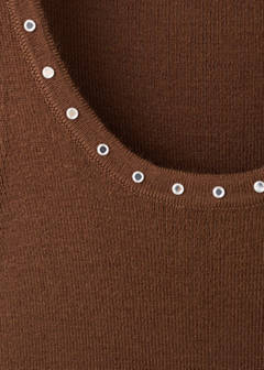 Knitted top with studs — Brown 7