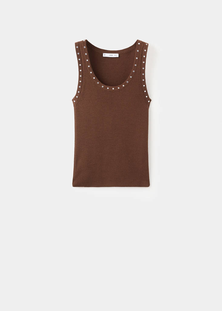 Knitted top with studs — Brown
