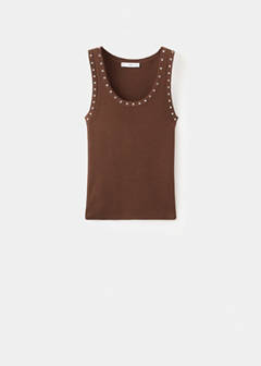 Knitted top with studs — Brown 6