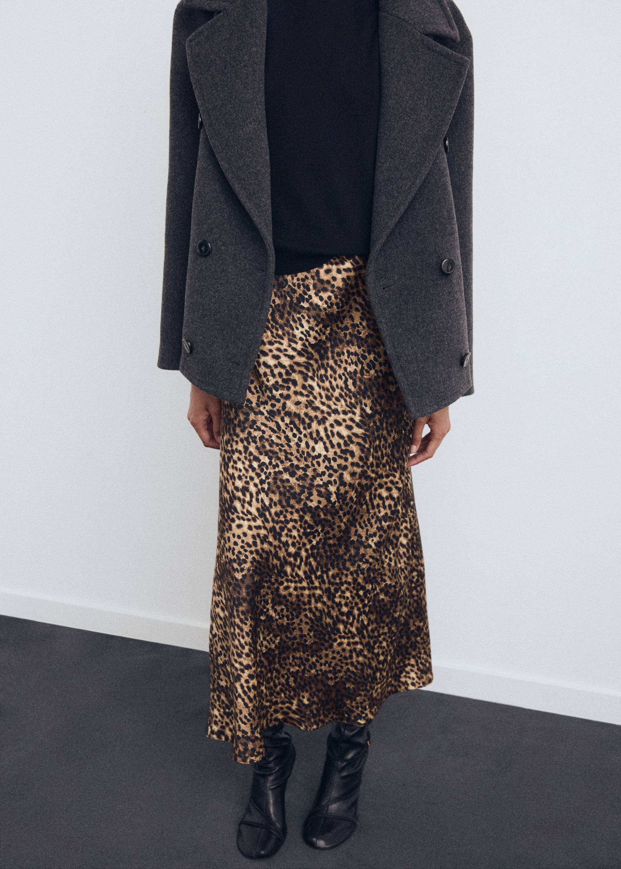 Leopard-print satin skirt - Medium plane