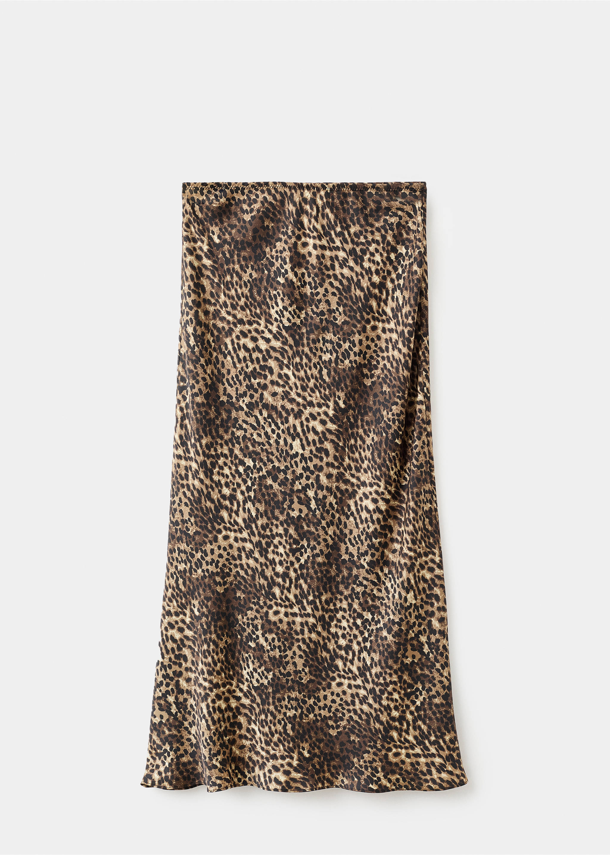 Leopard-print satin skirt - Article without model, Brown. Ref: 17077815-00.