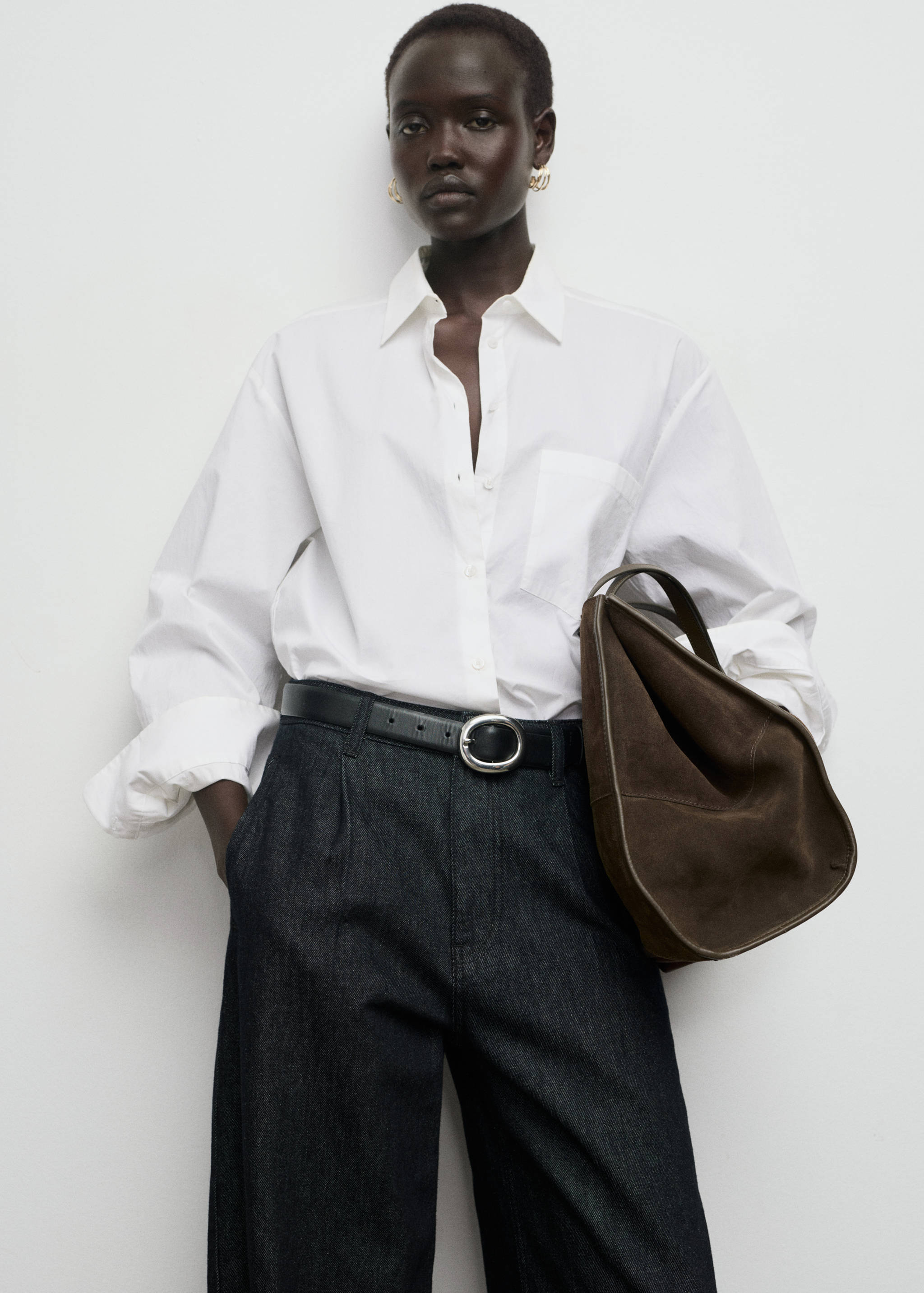 Pantalon denim large avec pinces - Détail de l'article 1