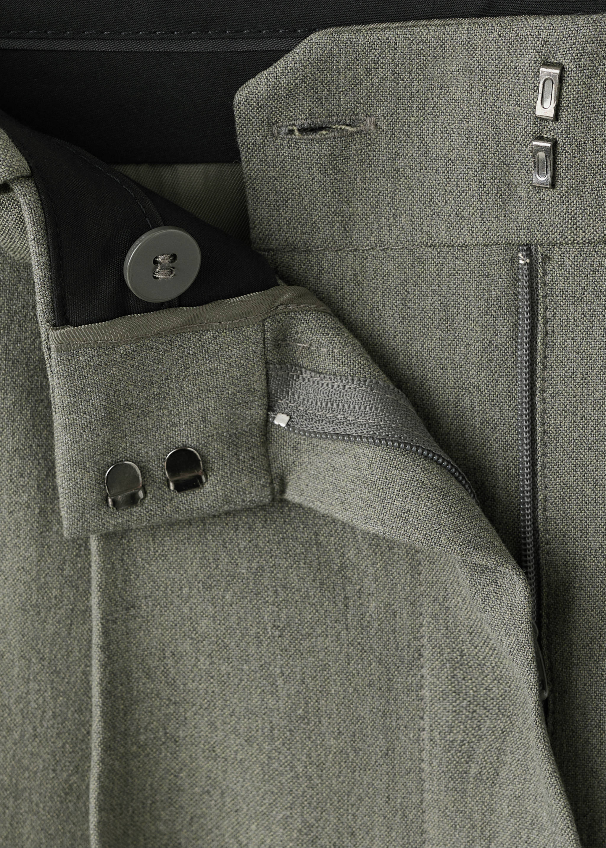 Pleated straight-leg suit trousers - Details of the article 8, Pastel Green. Ref: 17077818-00.