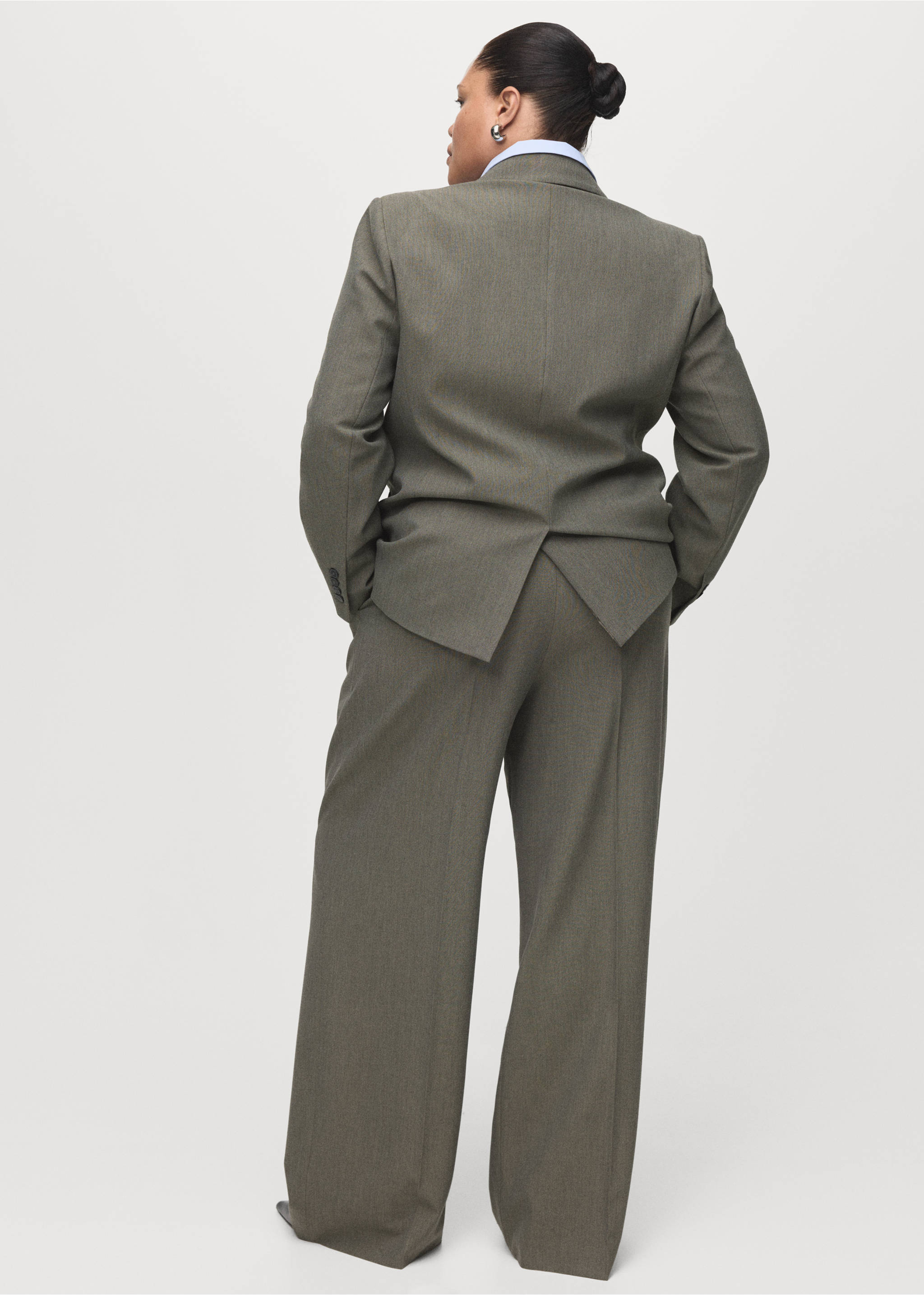 Pleated straight-leg suit trousers - Details of the article 4, Pastel Green. Ref: 17077818-00.