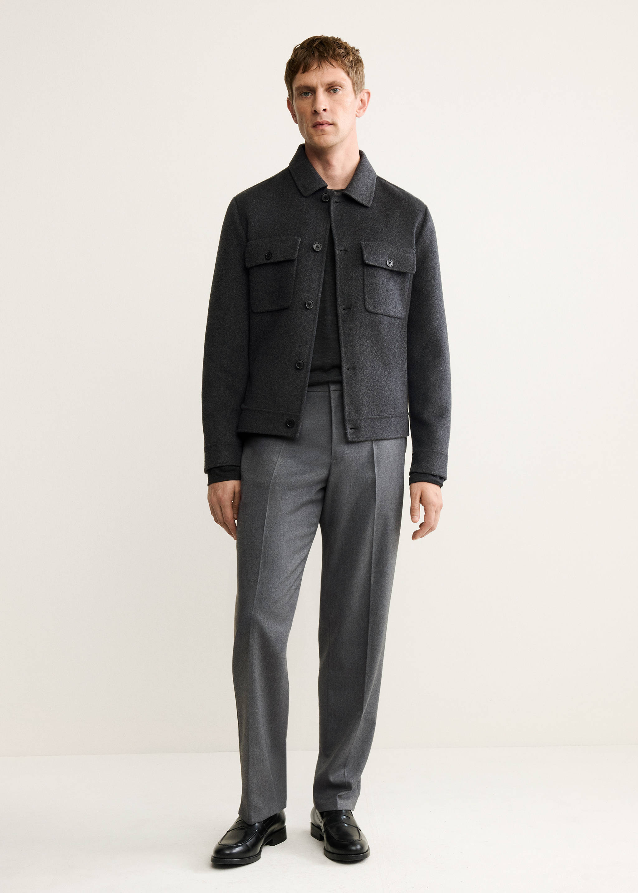 Handmade wool jacket with pockets - General plane