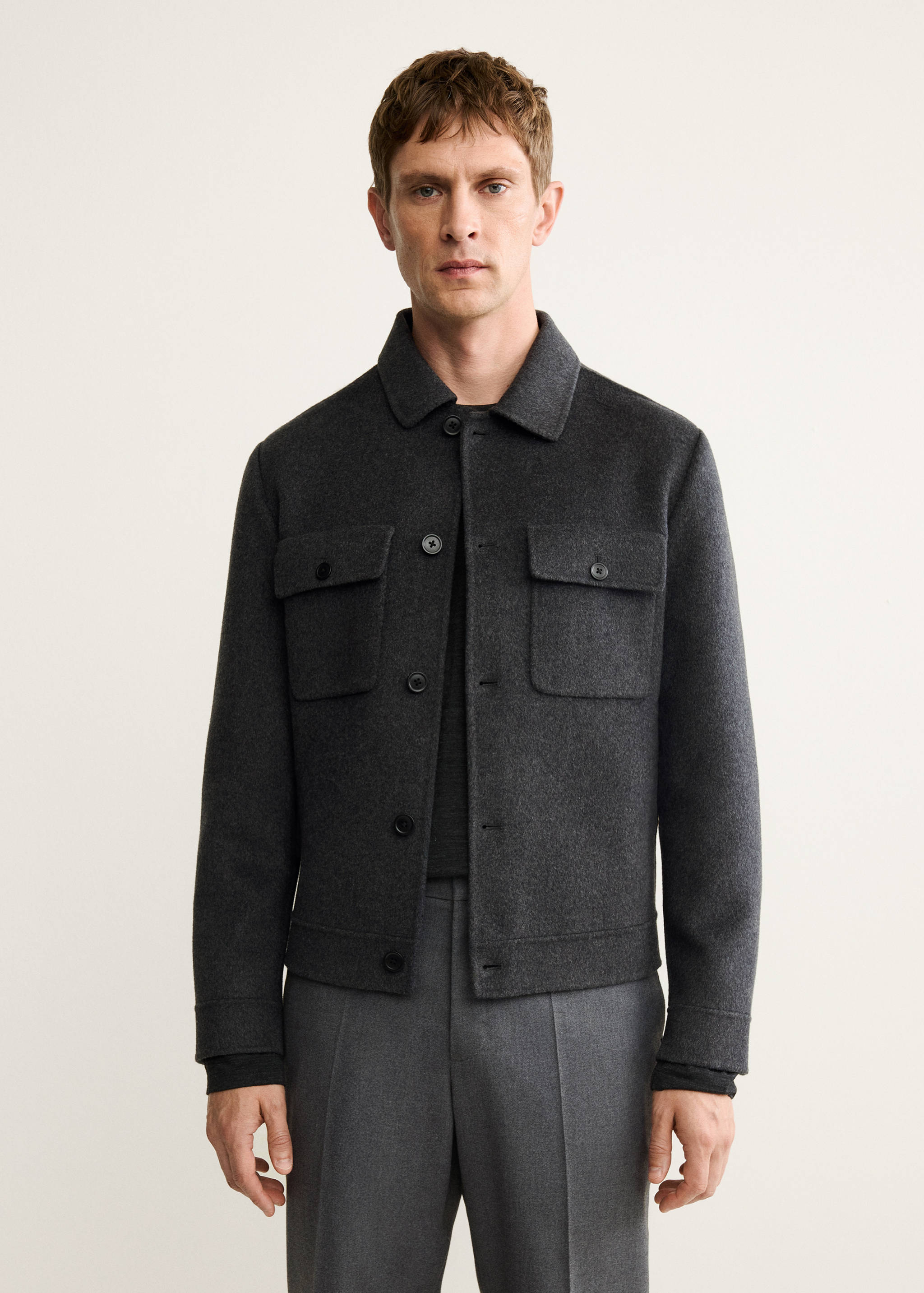 Handmade wool jacket with pockets - Medium plane