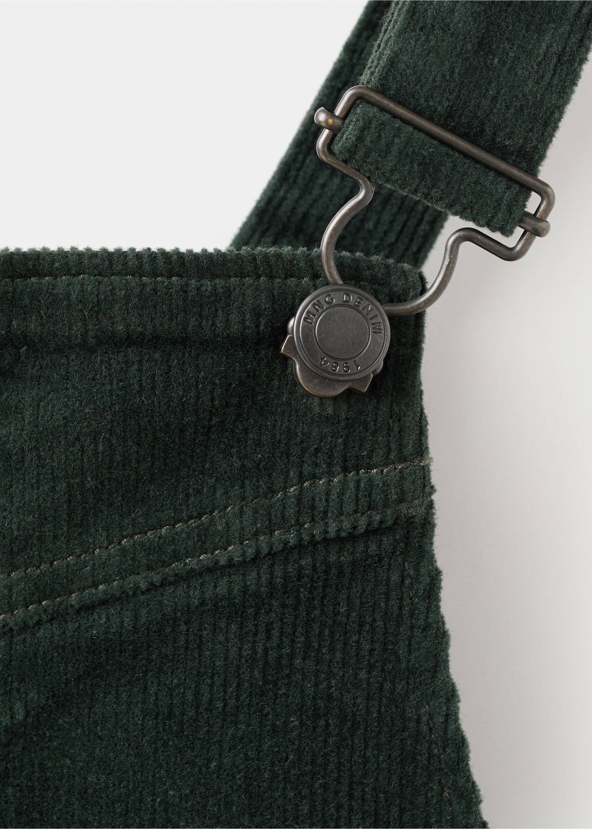 Corduroy pinafore dress - Details of the article 8, Dark Green. Ref: 17077889-00.