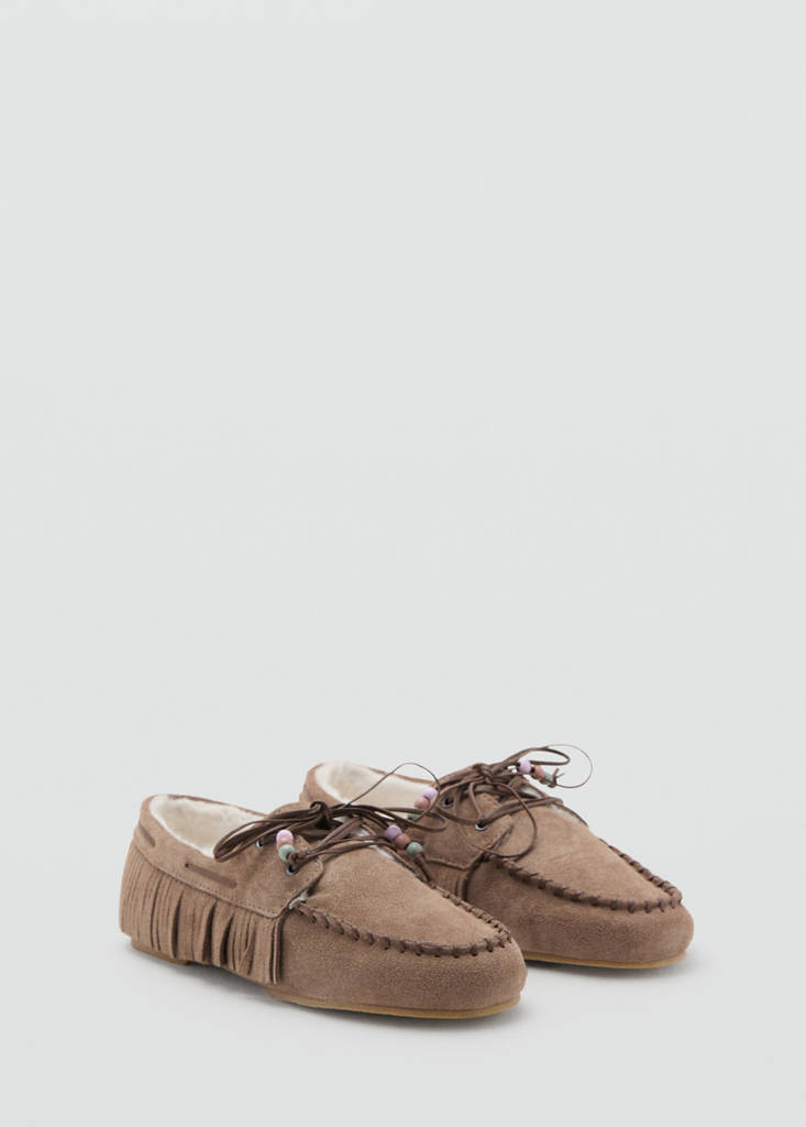 Shearling leather moccasins — Medium Brown
