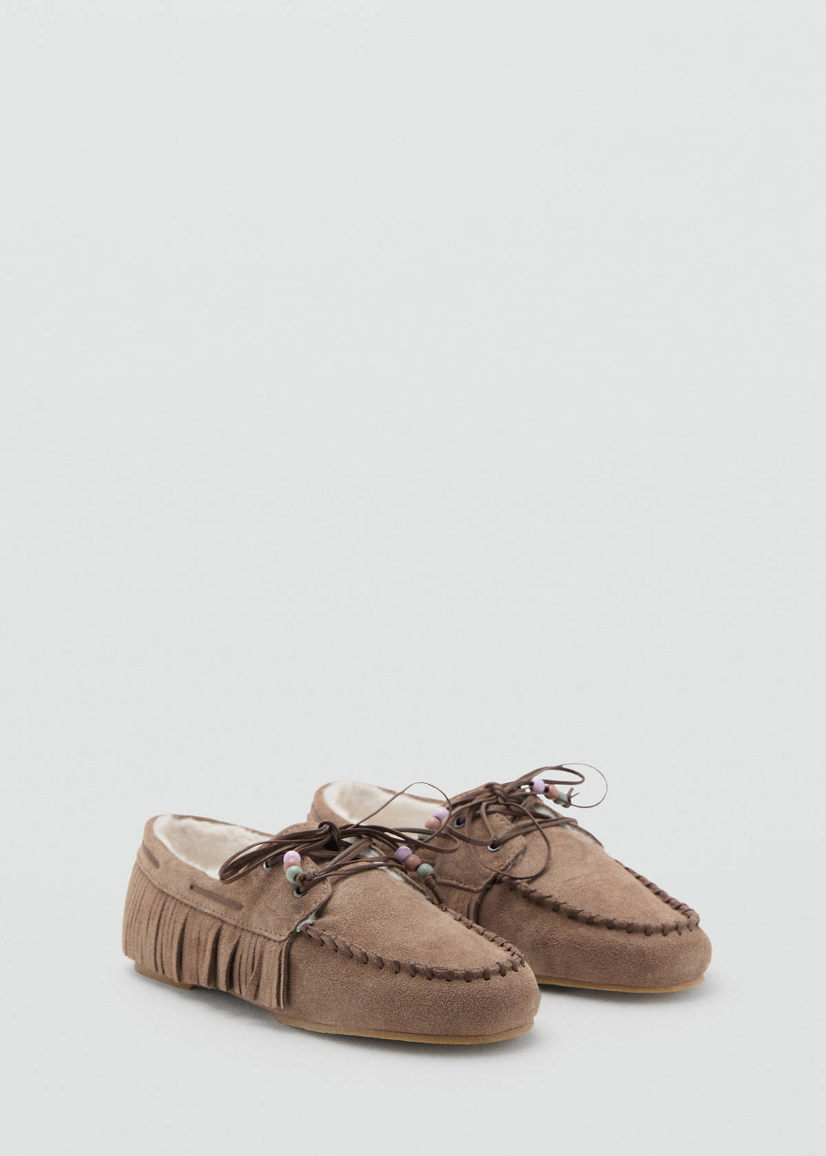 Shearling leather moccasins — Medium Brown