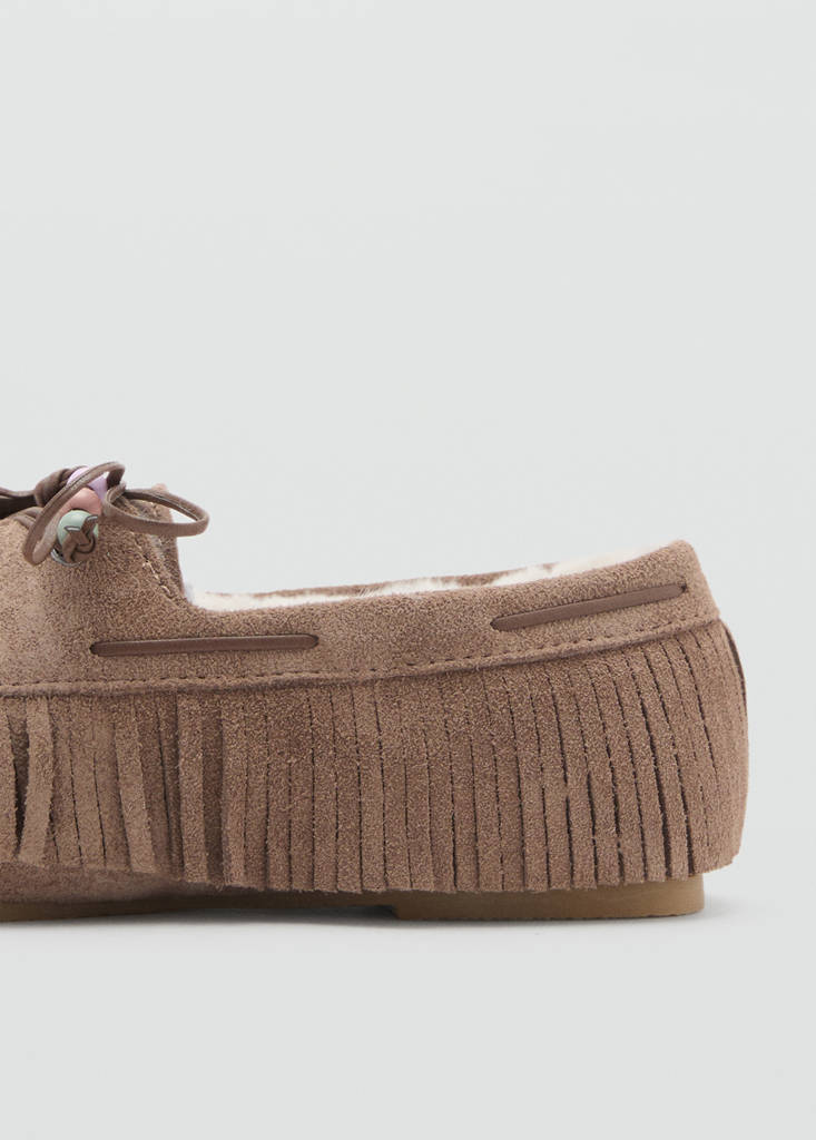 Shearling leather moccasins — Medium Brown