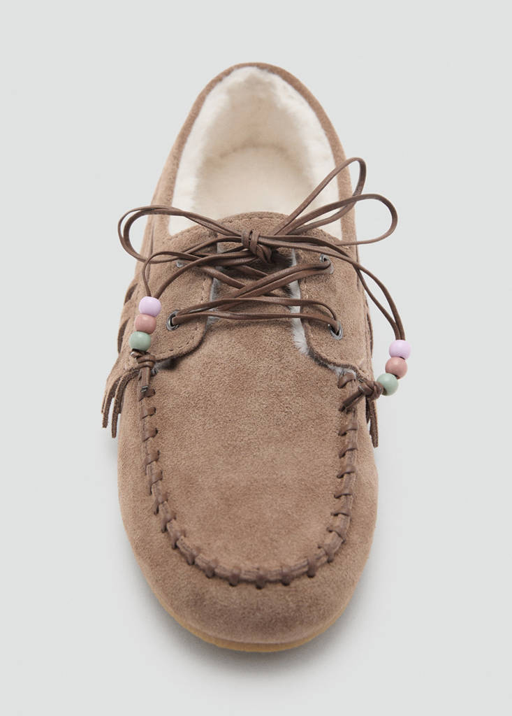 Shearling leather moccasins — Medium Brown