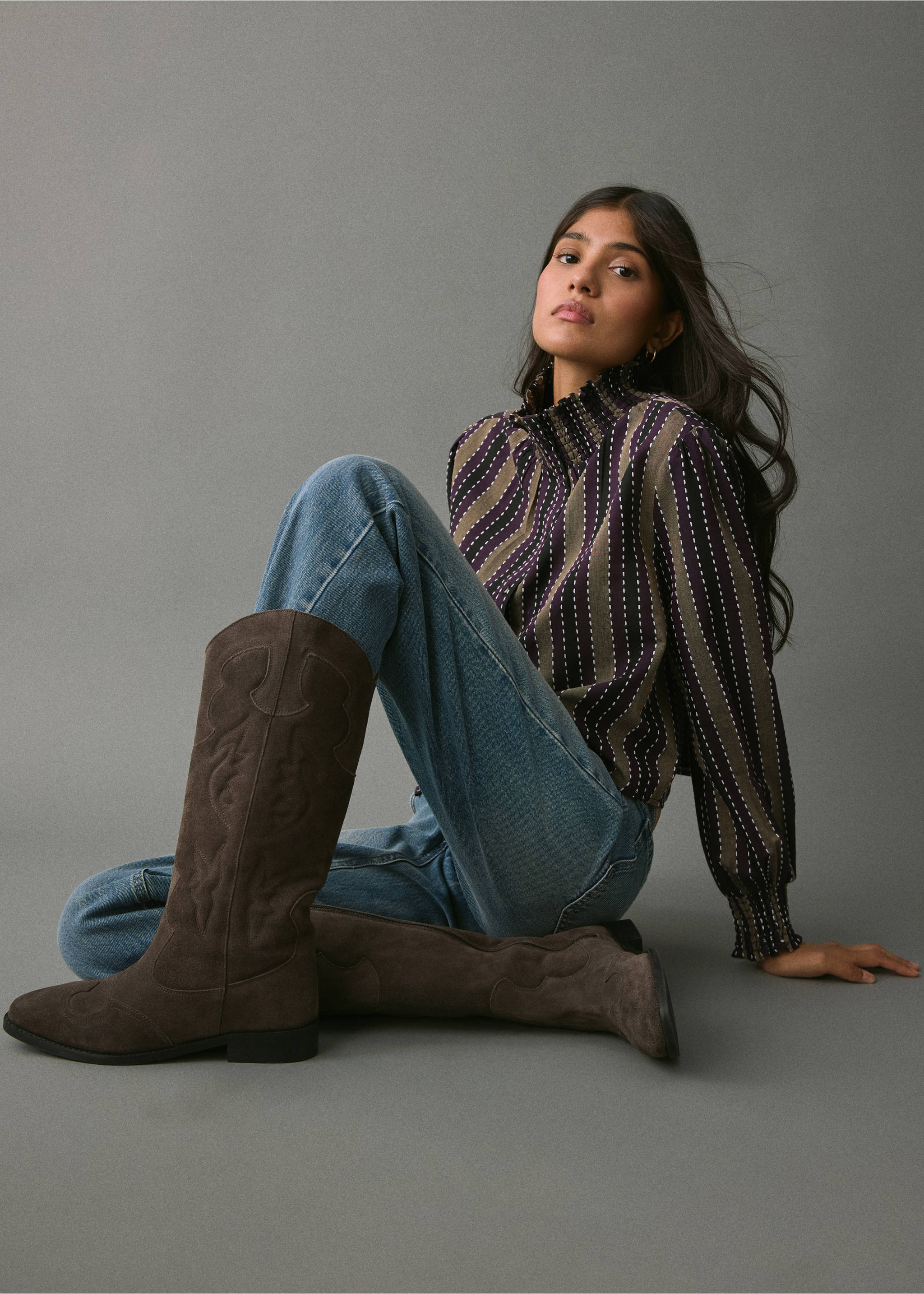 Bota alta pell - Pla general, Marró tabac. Ref: 17077893-00.