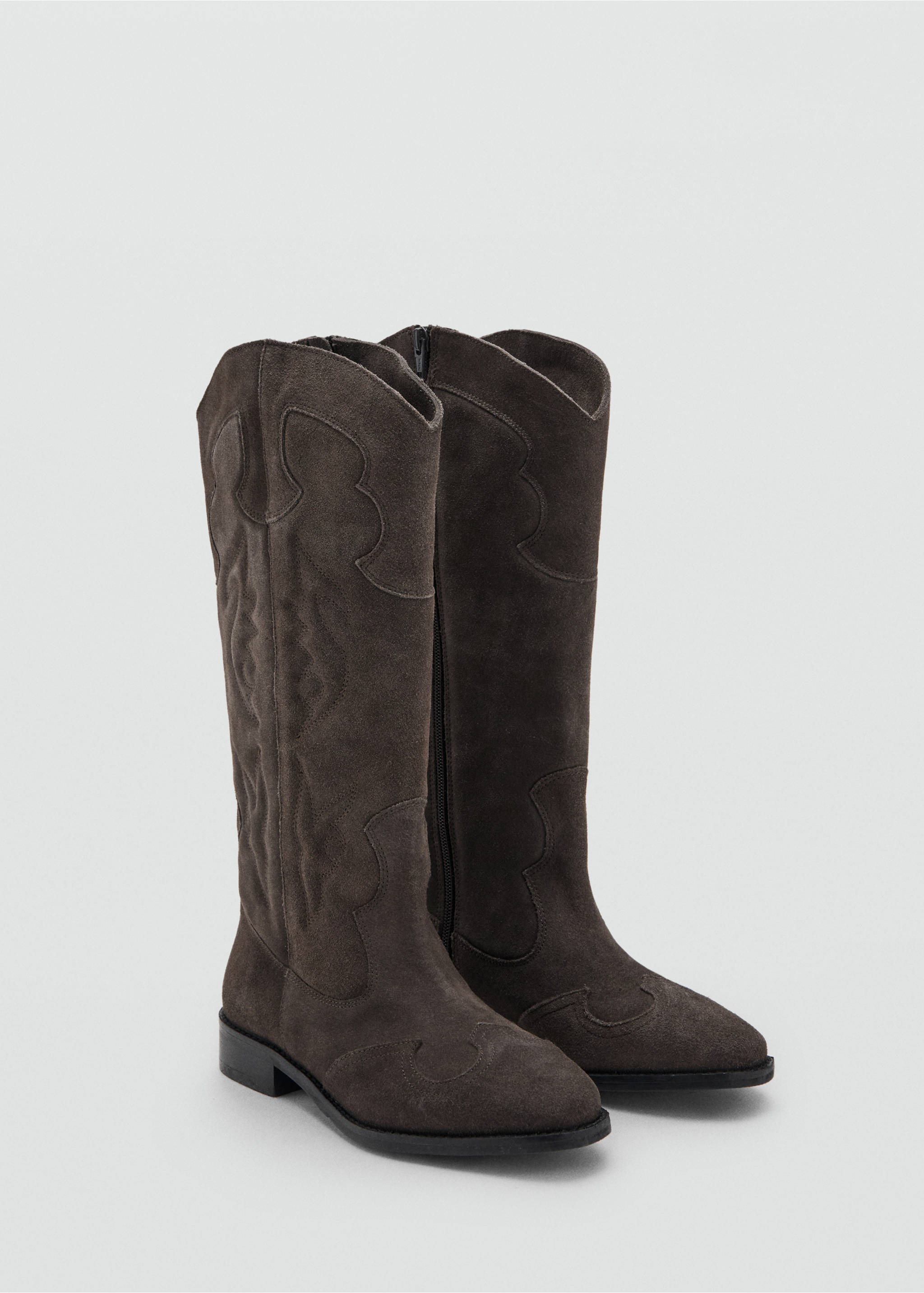 Bota alta pell - Pla mig, Marró tabac. Ref: 17077893-00.