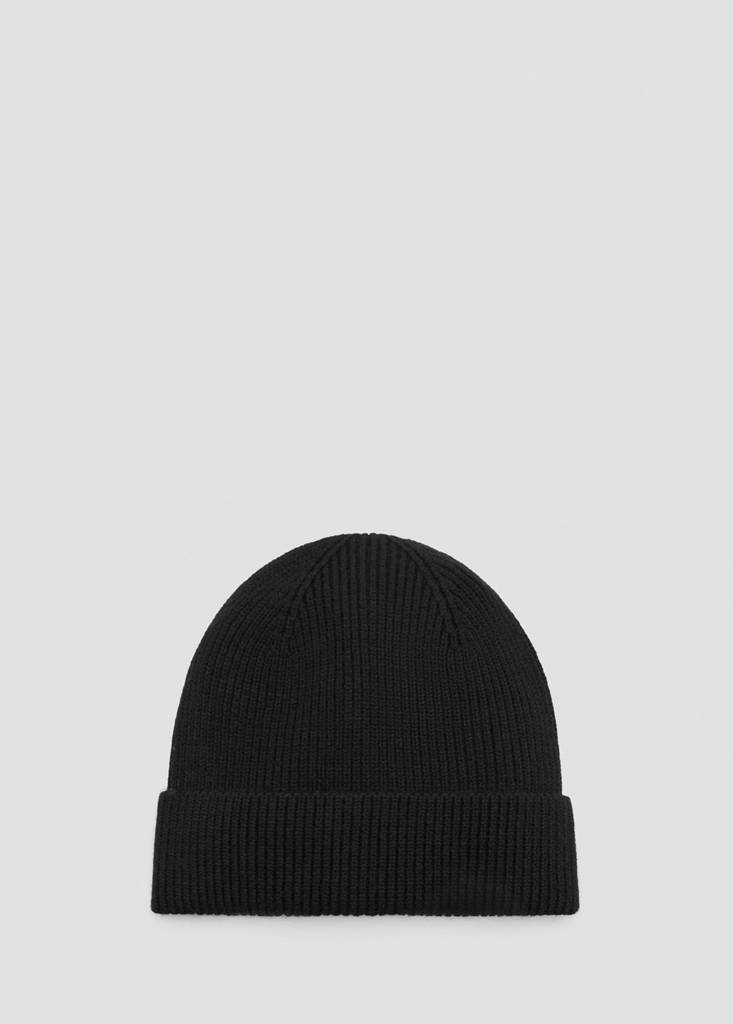 Ribbed wool hat — Black