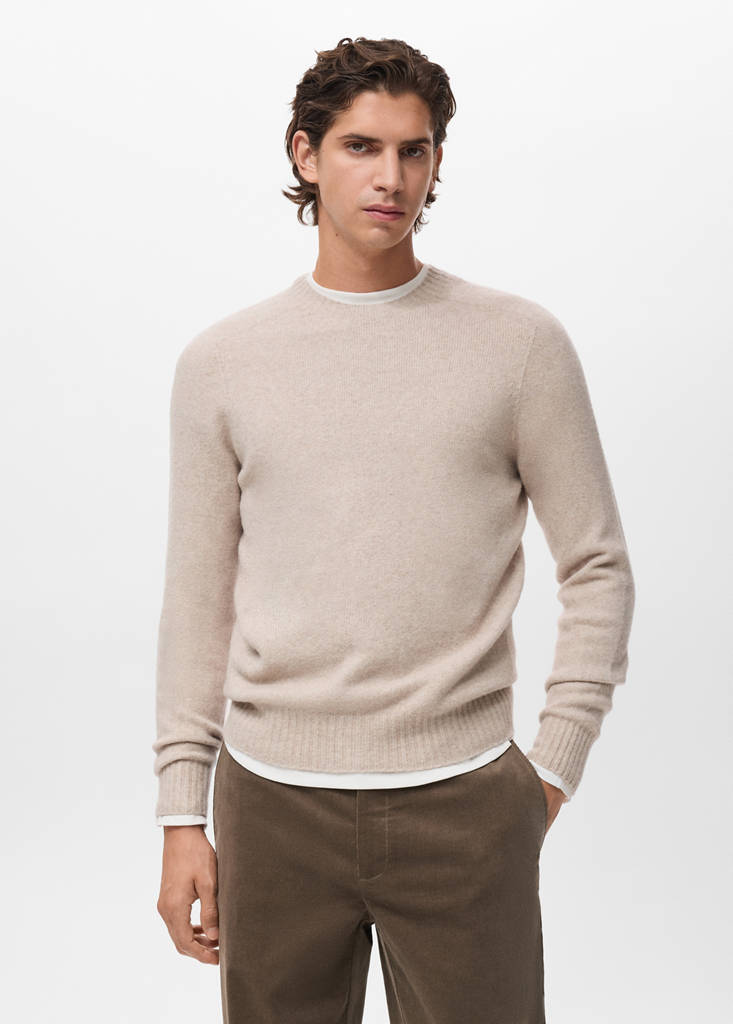 Knitted wool blend sweater — Sand