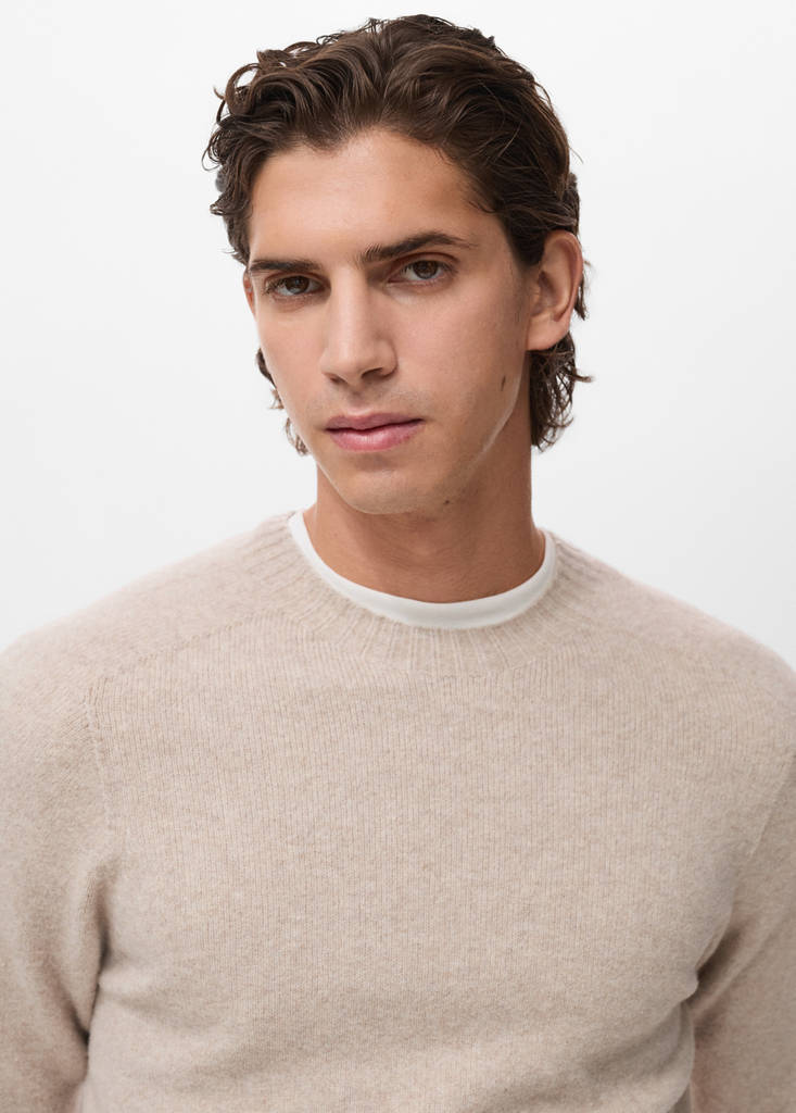 Knitted wool blend sweater — Sand