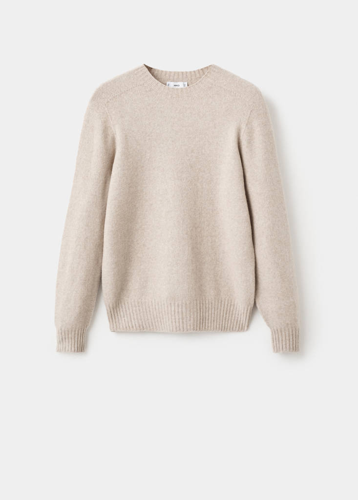 Knitted wool blend sweater — Sand