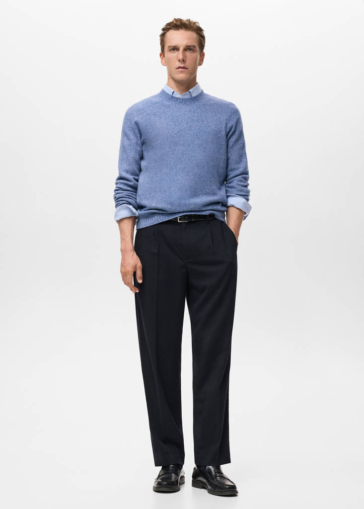 Knitted wool blend sweater — Blue