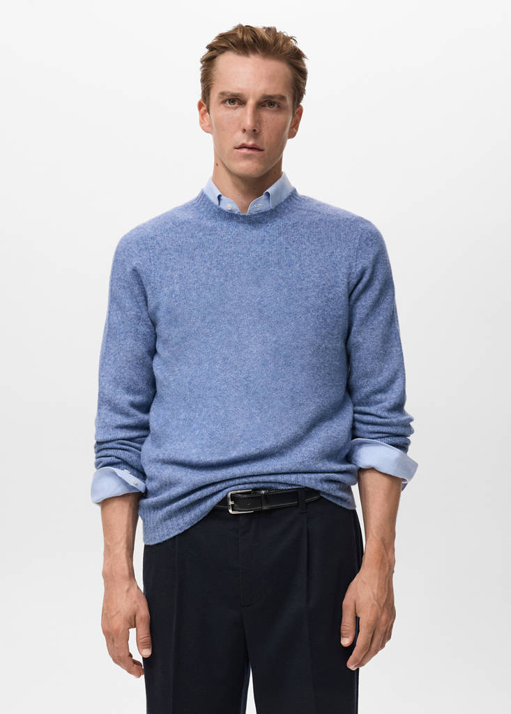 Knitted wool blend sweater — Blue
