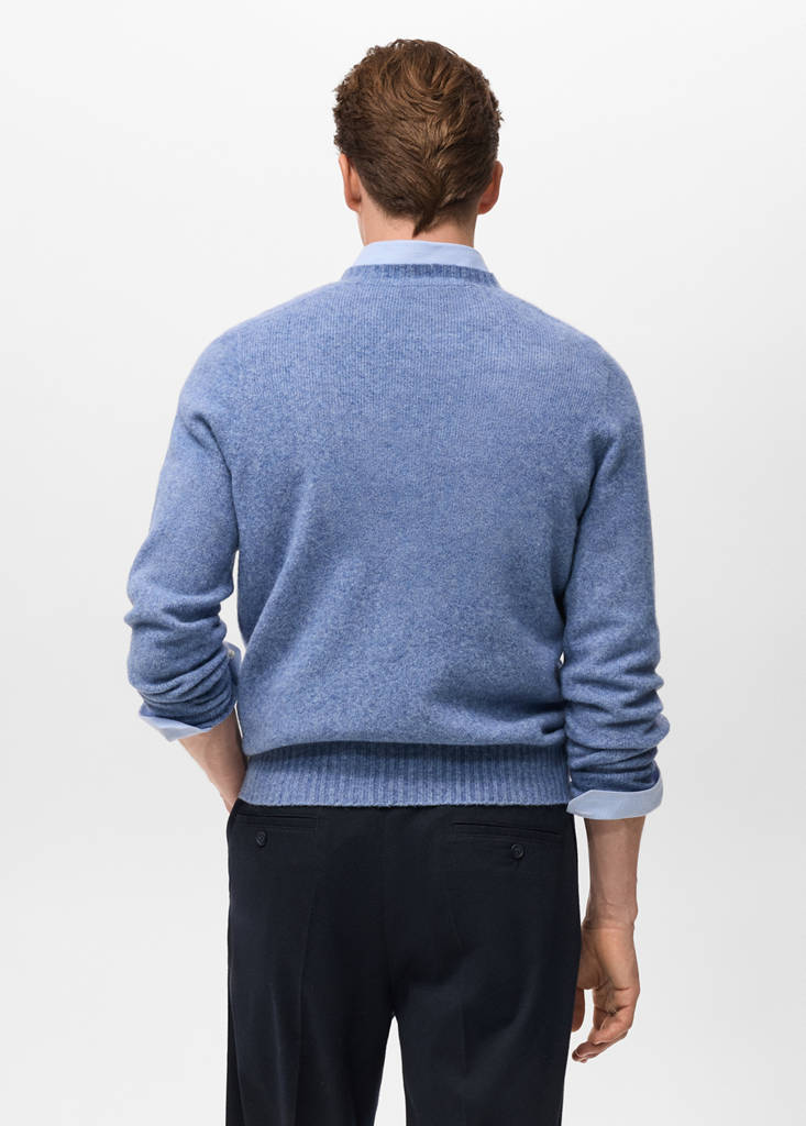 Knitted wool blend sweater — Blue
