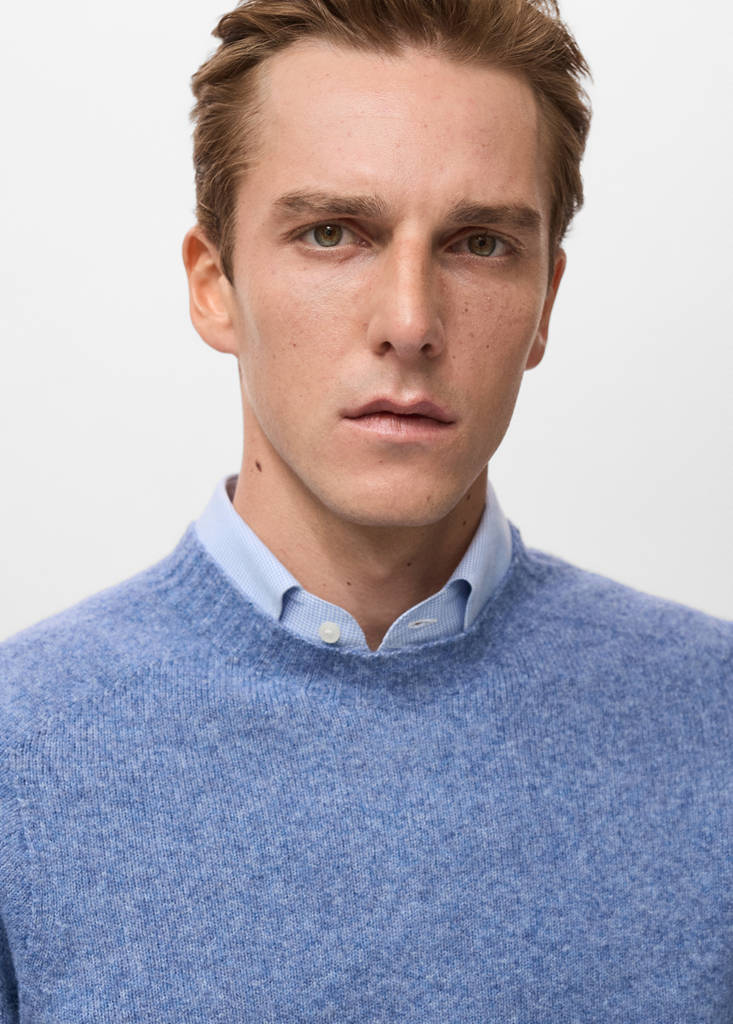 Knitted wool blend sweater — Blue