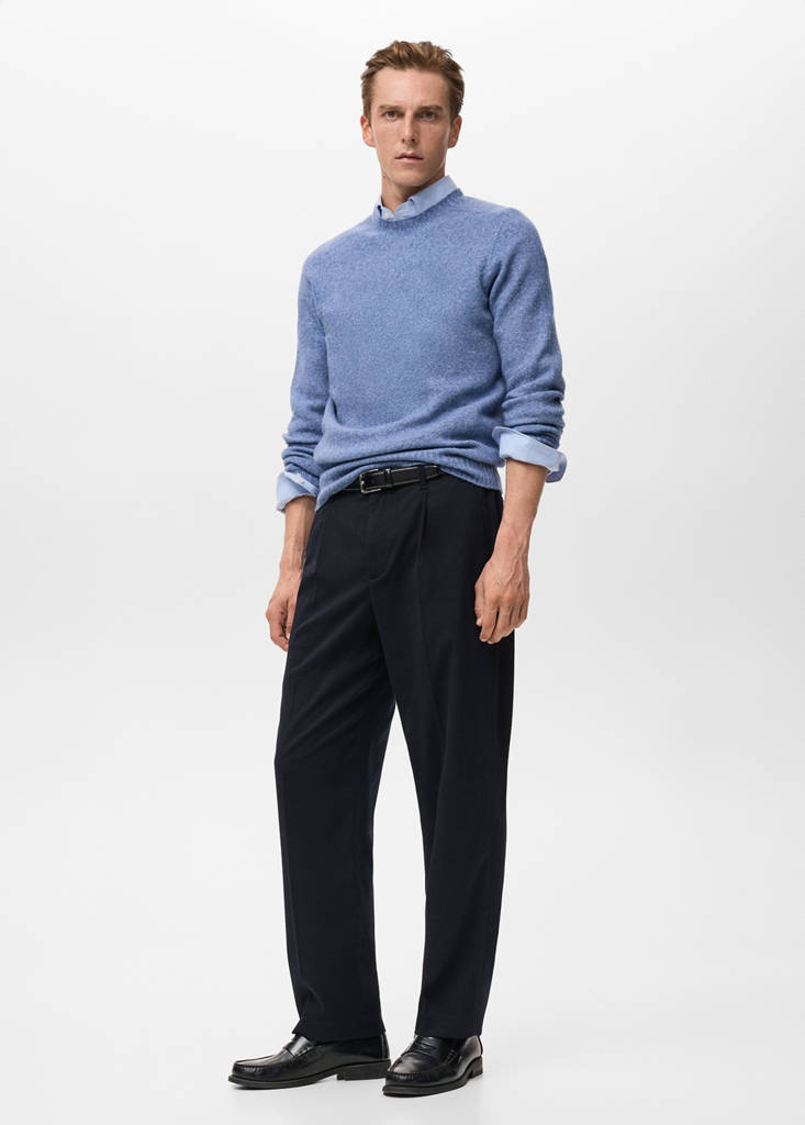 Knitted wool blend sweater — Blue