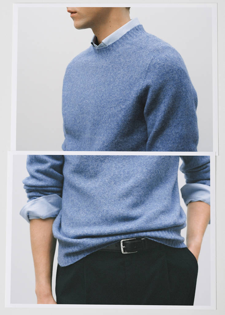 Knitted wool blend sweater — Blue