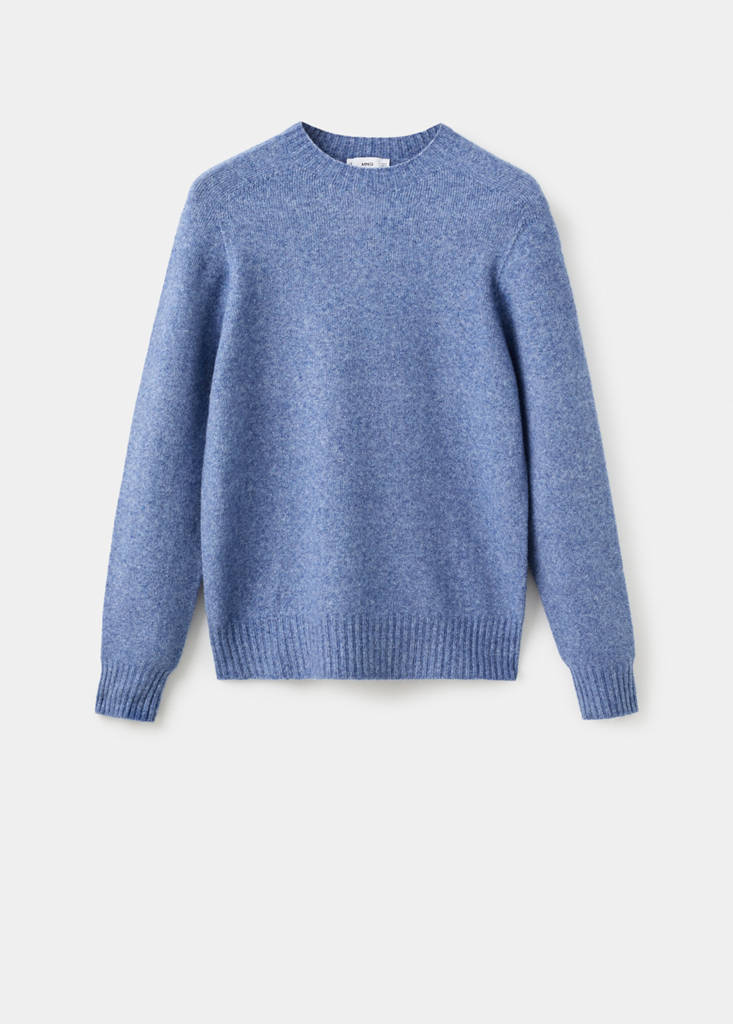 Knitted wool blend sweater — Blue