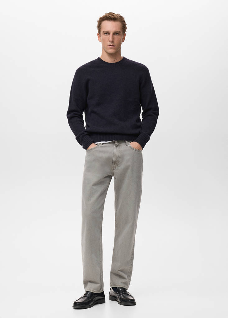 Knitted wool blend sweater — Navy