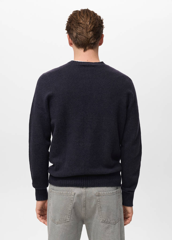 Knitted wool blend sweater — Navy