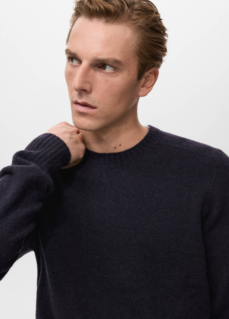 Knitted wool blend sweater — Navy