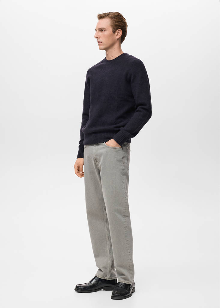 Knitted wool blend sweater — Navy